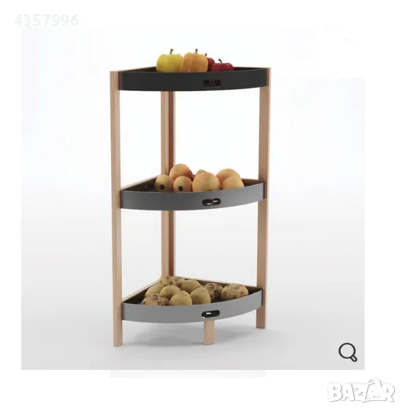 Декоративна етажерка - органайзер, 3 нива, Ъглова, Черен, снимка 1