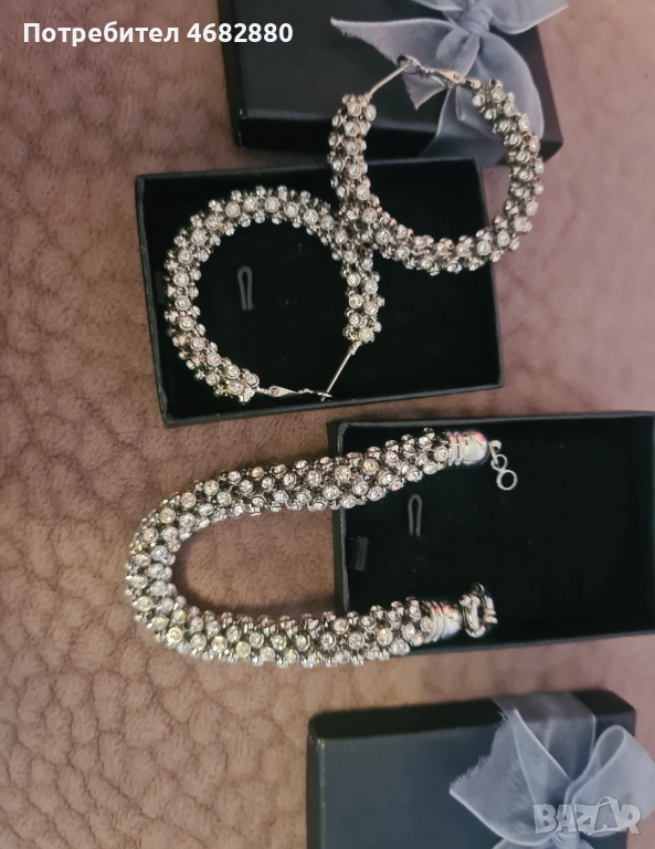 Комплект обеци и гривна, нови, снимка 1