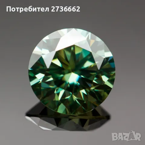 Жълто Зелен Мойсанит Диамант Брилянт 5 мм 0.5 карата, снимка 2 - Други - 49822818
