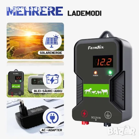 FarmNix EF-01 15 km електропастир – 2J, 12kV, LED индикатор, AC/DC/соларно захранване, снимка 5 - За селскостопански - 56102920