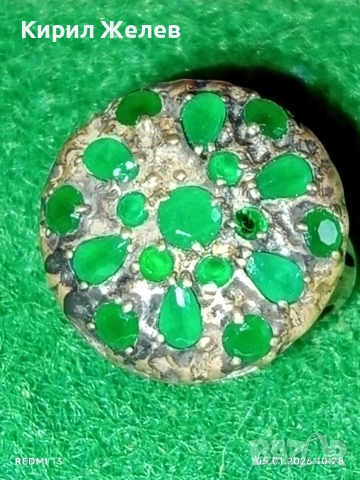 Винтидж Етно стил сребърен пръстен с Смарагди майсторска ръчна изработка 51823, снимка 3 - Пръстени - 52983219