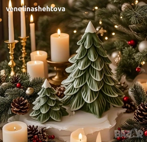 3D Огромна елха силиконов молд форма за свещи гипс сапун смола фондан шоколад , снимка 2 - Форми - 52262765