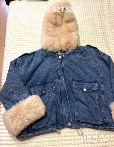 Дънково яке с пух, снимка 2 - Якета - 52622326