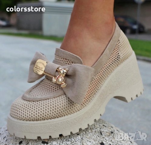 Обувки на платформа - бежови - BR678