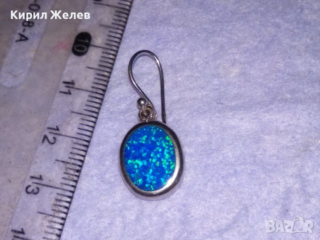 СКЪПОЦЕННА СРЕБЪРНА АРТ НУВО СТИЛ АНГЛИЙСКА ОБЕЦА СРЕБРО 925 с ПРЕКРАСЕН ШЛИФОВАН ОПАЛ 38691, снимка 10 - Обеци - 41730336