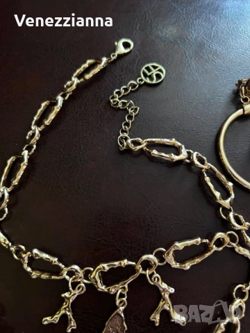 Колие Корал Позлата Двуредно НОВО+Обеци, снимка 3 - Колиета, медальони, синджири - 50682864