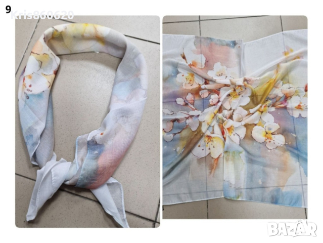 Красив дамски шал в различни принтове 70/70см, 100% памук, снимка 1