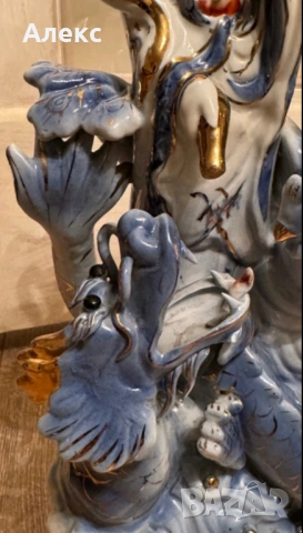 Голяма винтидж Китайска статуетка Гуан Ин– 32см, 1.255кг, снимка 3 - Антикварни и старинни предмети - 53309677