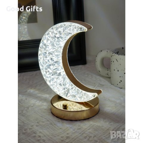LED декоративна настолна лампа Луна, сензорна, трицветна, затъмняваща, снимка 6 - Лед осветление - 42308912