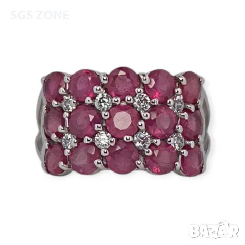 Сребърен Пръстен с Рубин, Сапфир, Изумруд, снимка 12 - Пръстени - 50310263