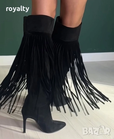 Ботуши на ток - черен велур