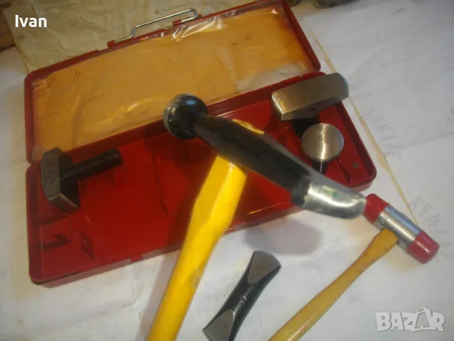 Smalcalda ФРГ Старо качество КОМПЛЕКТ РЪЧЕН ТЕНЕКЕДЖИЙСКИ ЧУКОВЕ И НАКОВАЛНИ в метален куфар масивни, снимка 13 - Други инструменти - 47878365