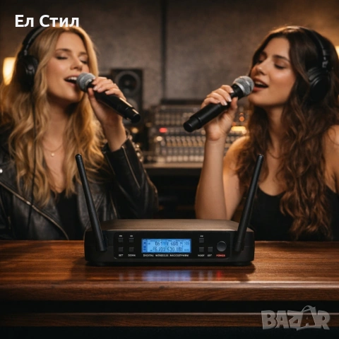 Комплект 2 броя безжични микрофони и UHF приемник с дисплей GLXD4, снимка 2 - Микрофони - 53804511