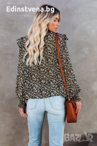 Елегантен дамски топ с флорален принт, снимка 4 - Блузи с дълъг ръкав и пуловери - 40084939