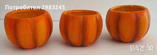 Комплект мини керамични саксии "Хелоуин", снимка 3 - Саксии и кашпи - 53656409