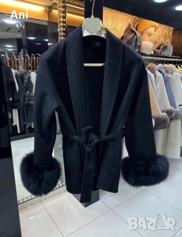Палто от кашмир с естествен косъм, снимка 2 - Палта, манта - 53839414