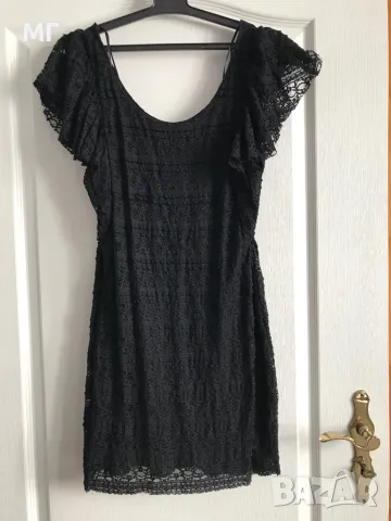 Черна дантелена рокля S/M р-р, снимка 2 - Рокли - 47972709