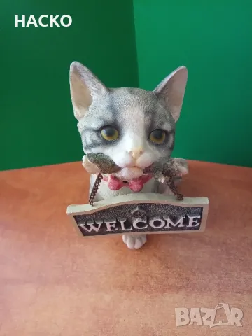 Градинска Фигура Мяукащо Коте от Полеризин с Датчик за Движение, снимка 2 - Градински мебели, декорация  - 47701569