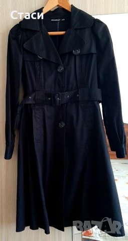 Елегантен и модерен  черен шлифер, снимка 2 - Шлифери - 40314544