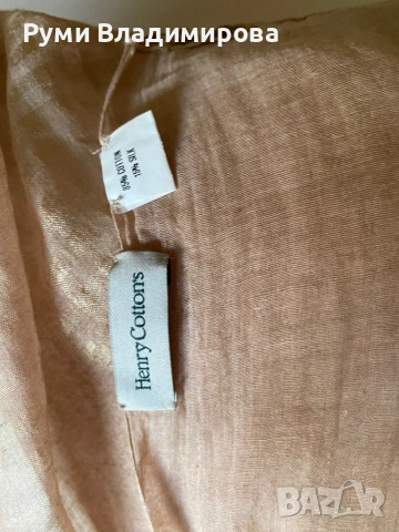 Бежов шал Henry Cotton's от 85 % памук и 15 % коприна, снимка 6 - Шалове - 52770415