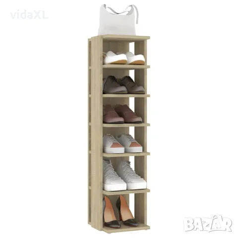 vidaXL Шкаф за обувки, дъб сонома, 27,5x27x102 см, инженерно дърво, снимка 6 - Шкафове - 56147845