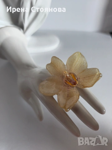Регулируем пръстен с естествен цвят на орхидея , снимка 9 - Пръстени - 53738081