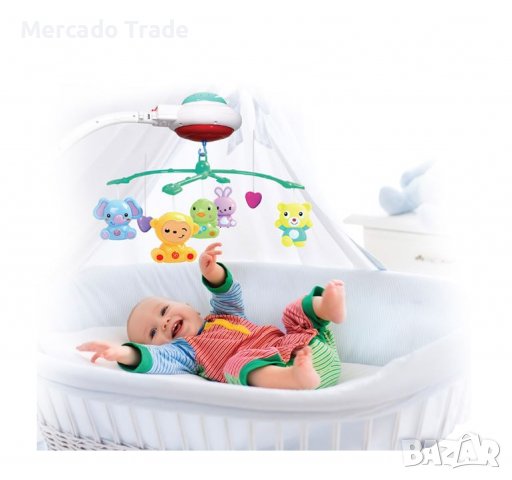 Въртележка Mercado Trade, Музикална, За бебета, За легло, Бял