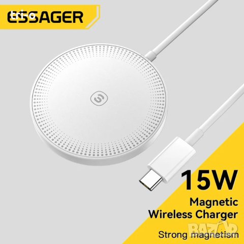 Essager 15W Магнитно Qi безжично зарядно устройство / Бързо зареждане, снимка 1 - Безжични зарядни - 42150530