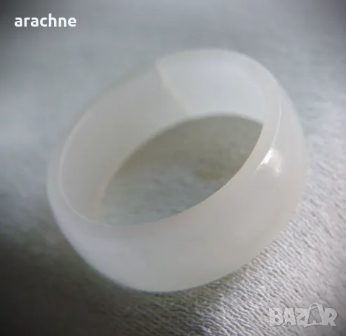 Пръстен от бял императорски нефрит, Русия, снимка 3 - Пръстени - 48354097