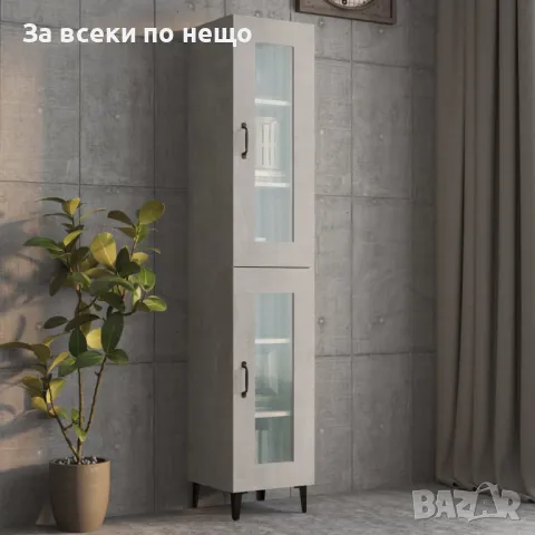 Окачен Стенен Шкаф, Бетонно Сиво, 34,5x34x90 см, снимка 4 - Шкафове - 48609875