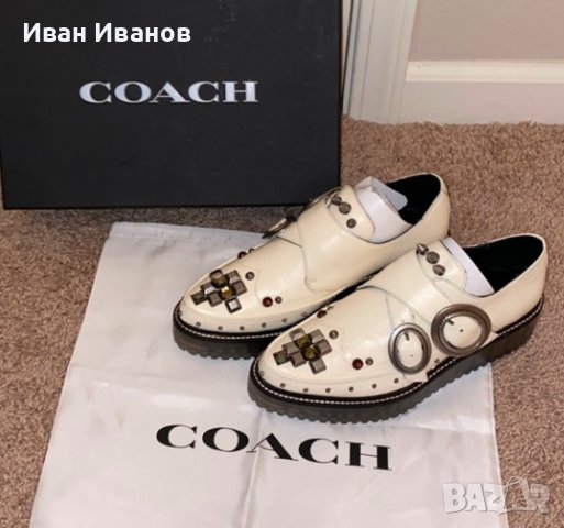 Coach Western Creeper дизайнерски кожени обувки с шипове номер 39- 40, снимка 2 - Дамски елегантни обувки - 40240618