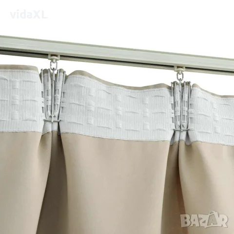 vidaXL Затъмняващи завеси с куки, 2 бр, бежови, 140x175 см, снимка 3 - Пердета и завеси - 56146033