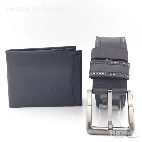 Мъжки портфейл David Polo и колан -Подаръчен комплект естествена кожа Код на продукта:M-0031