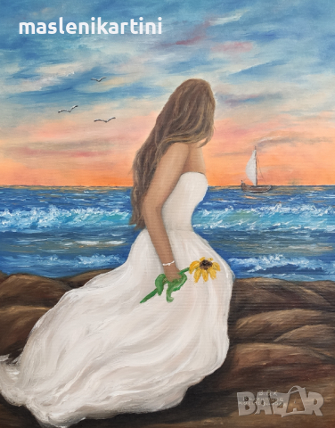 Море и жена маслена картина 