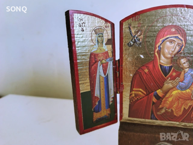 Триптих,Икона, снимка 4 - Антикварни и старинни предмети - 53668947