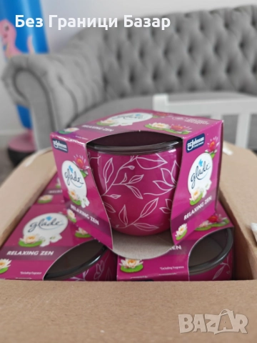 Нови Дълготрайни ароматни свещи с лотос и водни лилии 6 броя Glade Jar