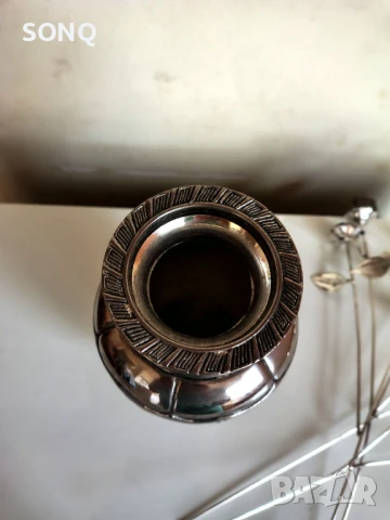 Прекрасна Посребрена Ваза Със Посребрени Цветя, снимка 4 - Вази - 51146602