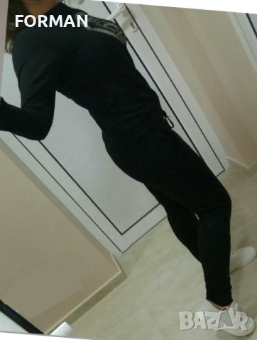 Черен екип със сребриста щампа сова, снимка 2 - Спортни екипи - 41890651