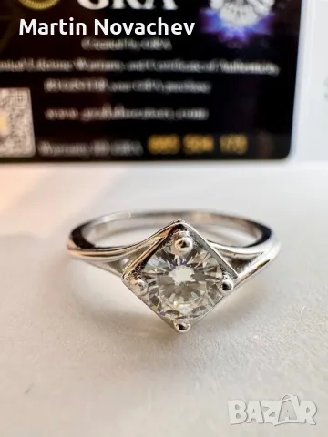 Сребърен пръстен с мойсанит (Диамант) 0.5 карата, снимка 8 - Пръстени - 48786927