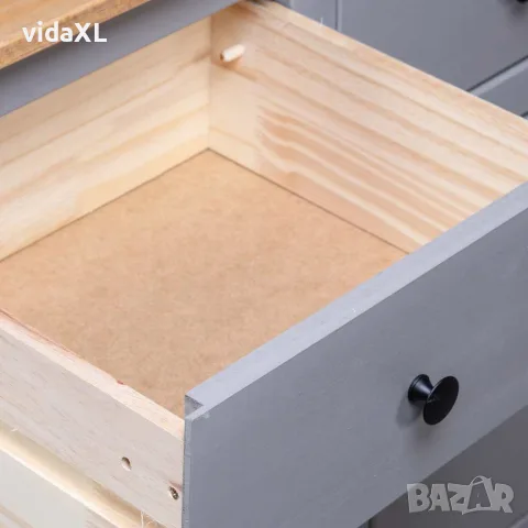 vidaXL Сайдборд, сив, 135x40x80 см, бор масив, стил Панама, снимка 9 - Бюфети - 56146512