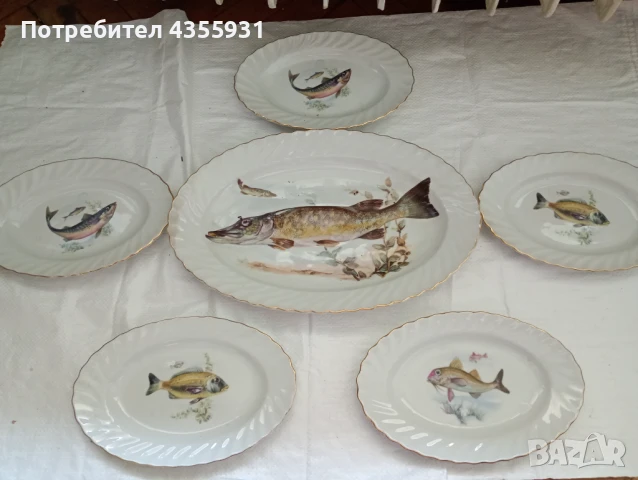 стар български порцелан рибен сервиз стар порцелан сервиз за риба