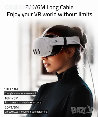 Syntech Link кабел 16FT за PCVR , високоскоростен компютърен трансфер на данни, USB 3.0 към USB C, снимка 7 - Кабели и адаптери - 48978081