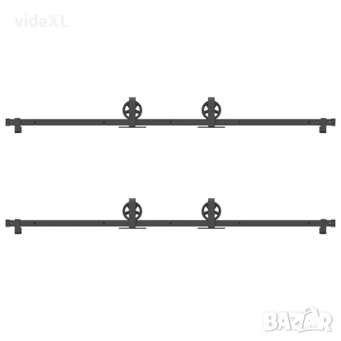 vidaXL Комплект механизъм за плъзгаща врата, 400 см, стомана, черен, снимка 6 - Железария - 56146970