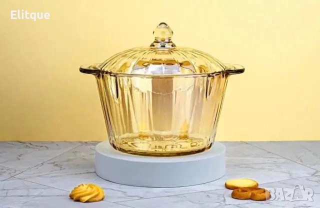 Изискана стъклена бонбониера практично и красиво съхранение 1.5л., снимка 9 - Други - 52894803