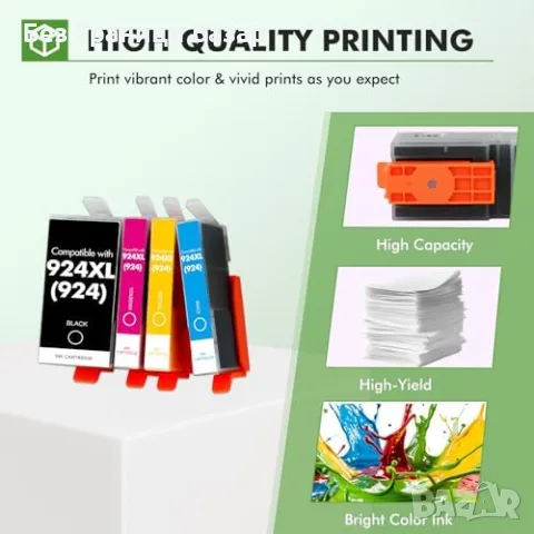 Нови 924XL мастилници за HP OfficeJet Pro 8122e 8130e, 4 цвята, висок капацитет за печат принтер , снимка 6 - Консумативи за принтери - 55932016