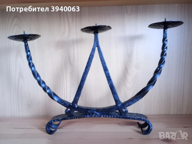 Стар свещник ковано желязо  от соца колекция, снимка 7 - Декорация за дома - 49173401