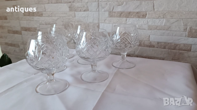 Сервиз за уиски / коняк - оловен кристал - 6 броя - завод Кварц, снимка 3 - Сервизи - 53020812