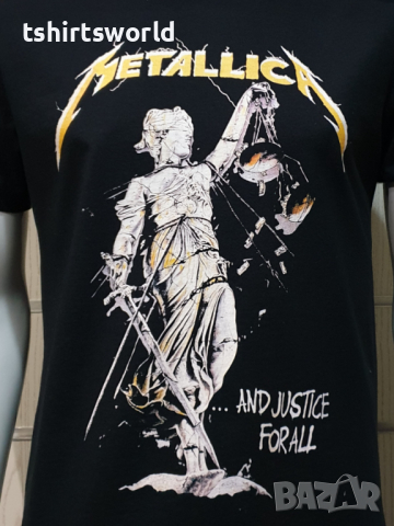 Нова мъжка тениска с дигитален печат на музикалната група METALLICA and justice for all, снимка 2 - Тениски - 36177984