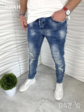 Мъжки дънки в син цвят с надран ефект, снимка 3 - Дънки - 52967896
