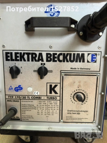 Професионално телоподаващо Elektra BECKUM TYP 170/TL COMBI -TURBO MIG/MAG, снимка 3 - Други инструменти - 53703054